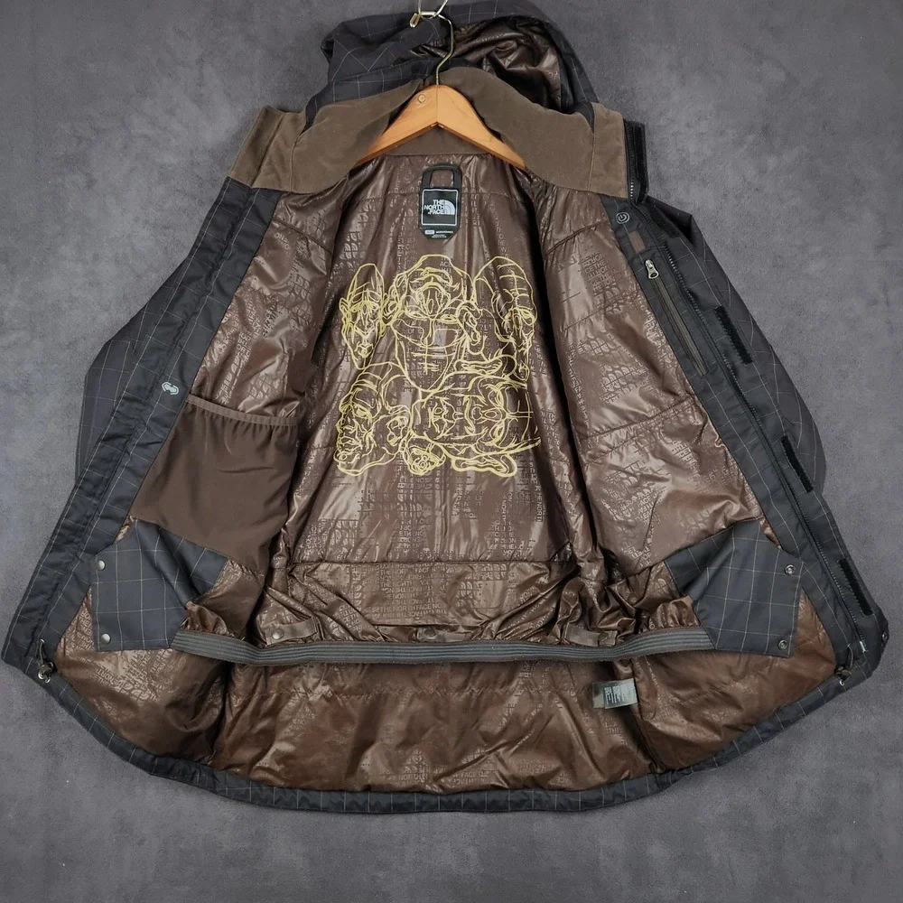 The North Face Cryptic‎ Jacket Mens Small Black Grid Pattern Insulated Snowboard